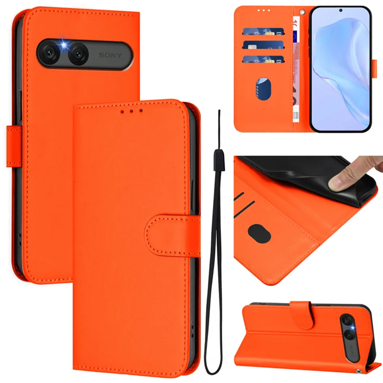 Sony Xperia 10 VII Plånboksfodral Solid Color Läder - Orange | 2353 | AlltMobil