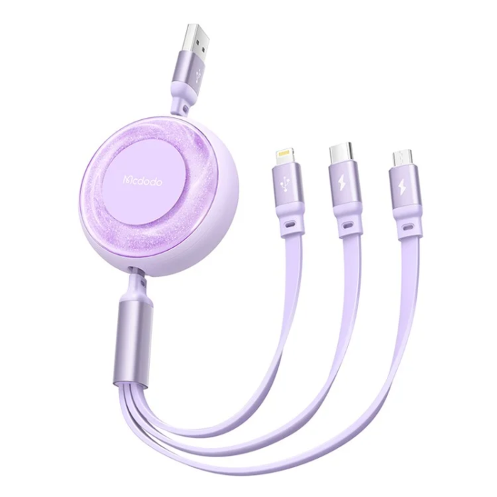 MCDODO - MCDODO Retractable 3in1 USB/USB-C/MicroUSB/Lightning Kabel 1M