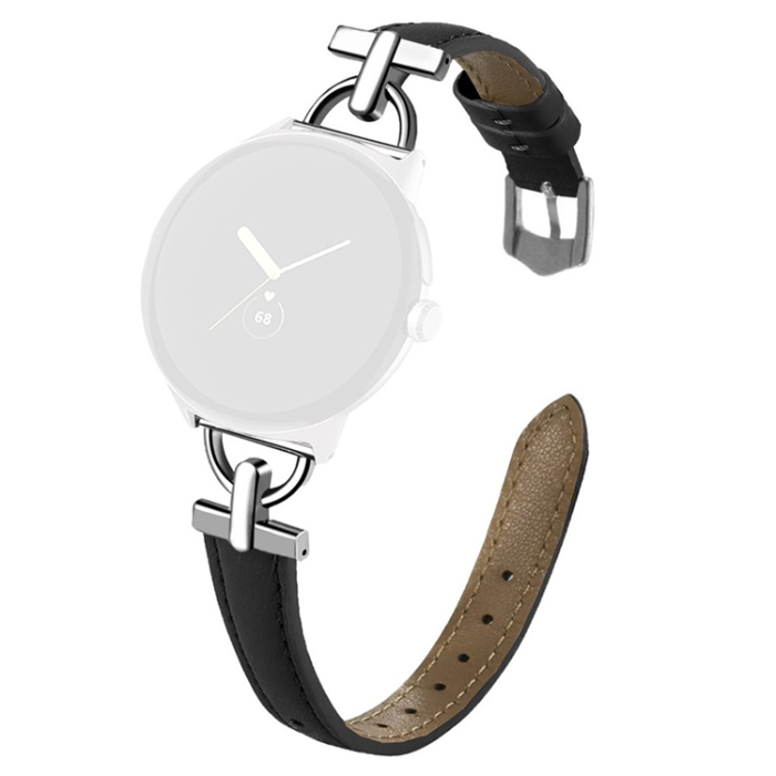 A-One Brand - Google Pixel Watch 2/3 (41mm) Armband Äkta Cow Läder - Svart