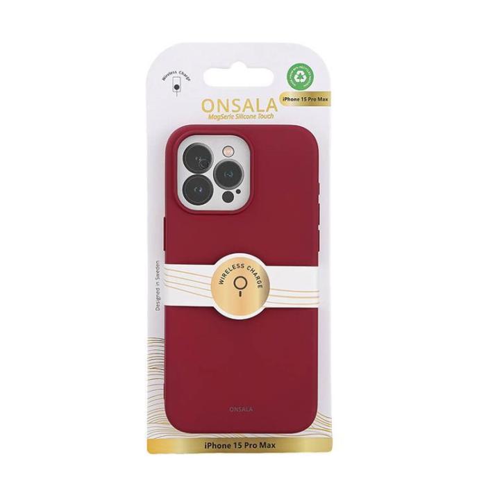 Onsala - Onsala iPhone 15 Pro Max Mobilskal Magsafe Silicone - Deep Röd