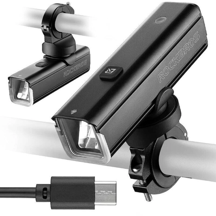 Rockbros - Rockbros Främre Cykelljus 1000 lm + Kabel USB-C/USB-A - Svart