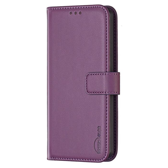 BINFEN COLOR - BINFEN Samsung Galaxy S26 Plus Fodral Folio Flip Konstläder - Mörklila