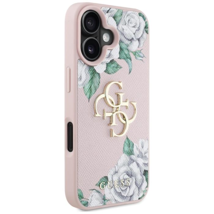 Guess - Guess iPhone 16 Mobilskal Grained Roses Big 4G logo - Rosa