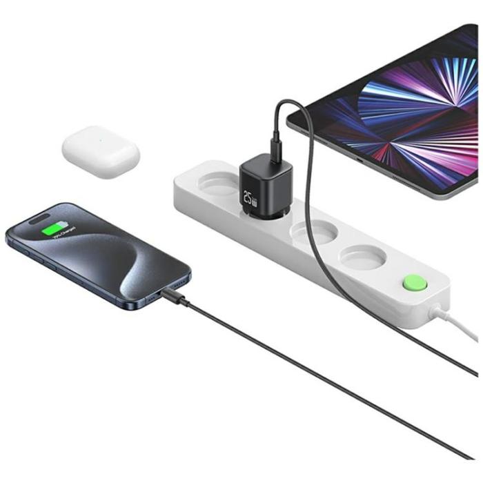 USAMS - USAMS Snabbladdare 25W USB-C GaN Mini JC CC289 - Svart