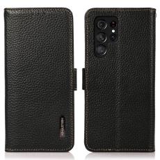 KHAZNEH - KHAZNEH Samsung Galaxy S26 Ultra Pl&aring;nboksfodral &Auml;kta L&auml;der RFID Skydd - Svart