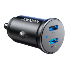 Joyroom - Joyroom Mini Metall Billaddare 30W 2x USB-C - Svart