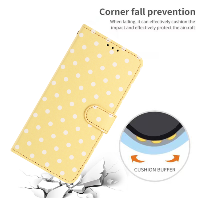 A-One Brand - OnePlus 15 5G Plånboksfodral Polka Dot Pattern Läder - Gul