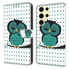OEM - Samsung Galaxy S26 Ultra Pl&aring;nboksfodral Magnetisk Konstl&auml;der - Sleeping Owl