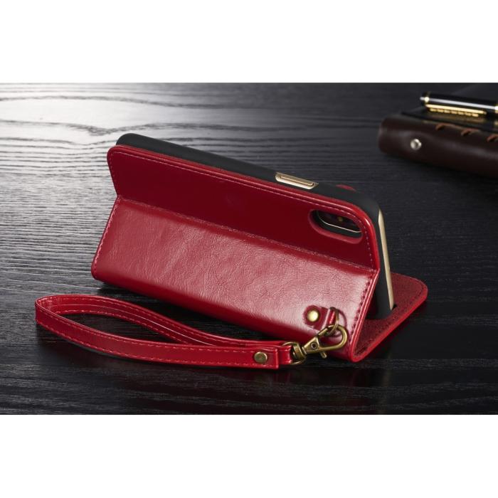 UTGATT4 - DG.MING Detachable Plånboksfodral till iPhone XS / X - Röd