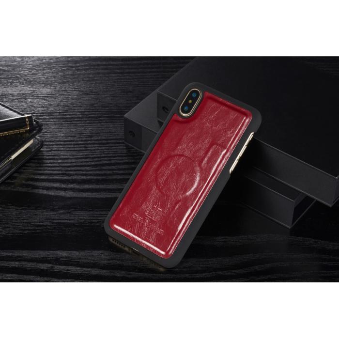 UTGATT4 - DG.MING Detachable Plånboksfodral till iPhone XS / X - Röd