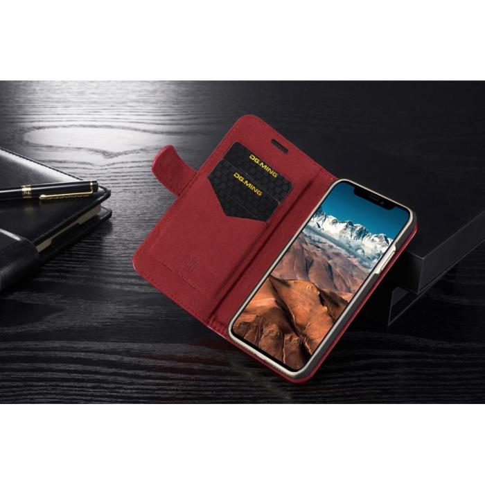 UTGATT4 - DG.MING Detachable Plånboksfodral till iPhone XS / X - Röd