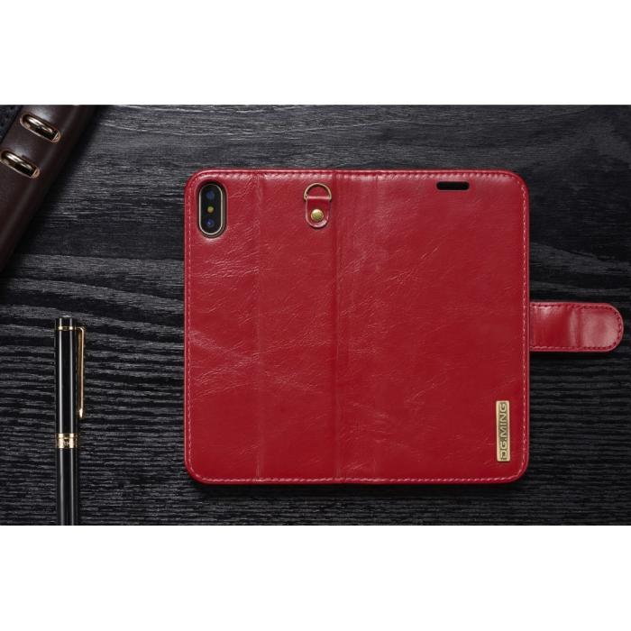 UTGATT4 - DG.MING Detachable Plånboksfodral till iPhone XS / X - Röd