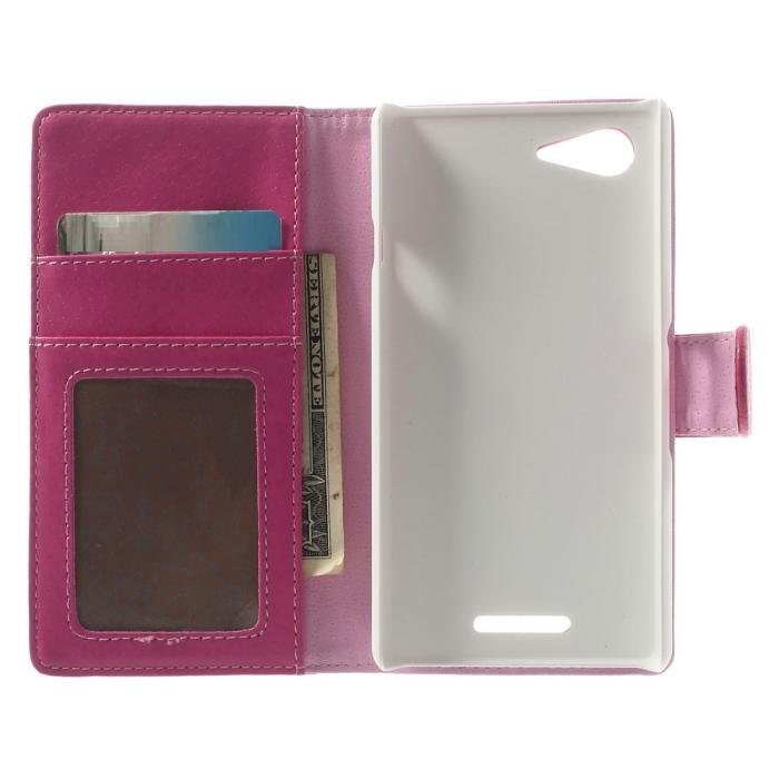 OEM - Embossed Plånboksfodral till Sony Xperia E3 - Magenta