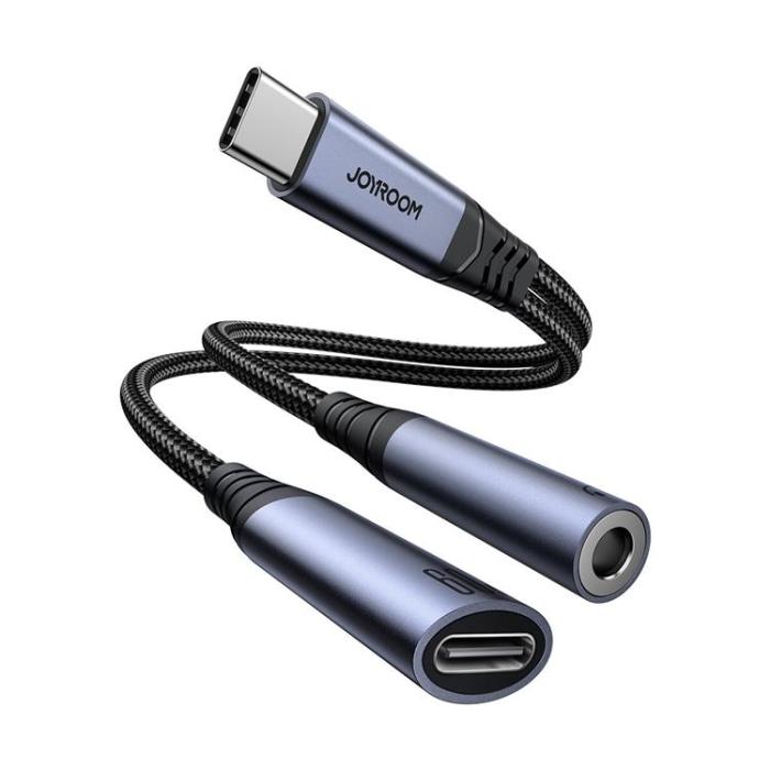 Joyroom - Joyroom 2in1 DAC Adapter USB-C/USB-C/3.5 mm Mini Jack Svart