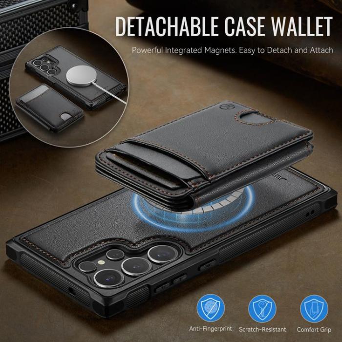 OEM - JEEHOOD Samsung Galaxy S23 Ultra Fodral KonstLäder - Svart