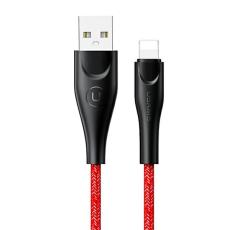 USAMS - USAMS U41 Lightning Kabel fl&auml;tad 2 m SJ394USB02 - R&ouml;d