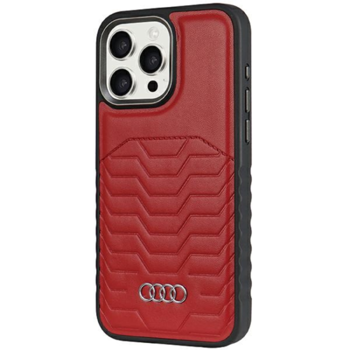 Audi - Audi iPhone 15 Pro Mobilskal Magsafe Synthetic Läder - Röd