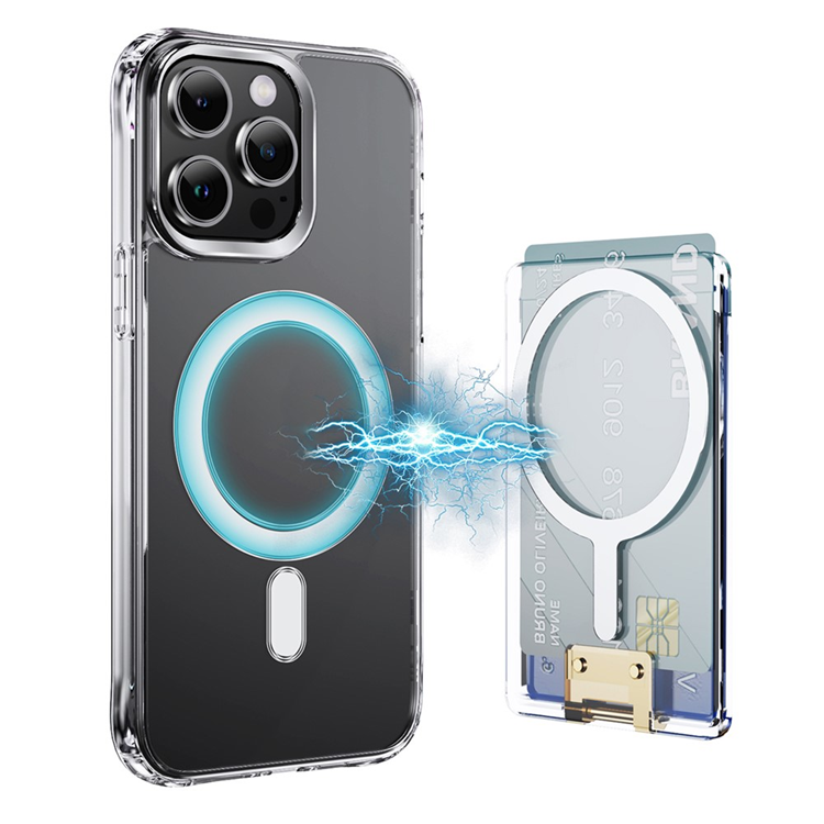 Universal Magnetisk Mobil Korthållare med Kickstand RFID Transparent - Guld (Guld) | 2353 | AlltMobil