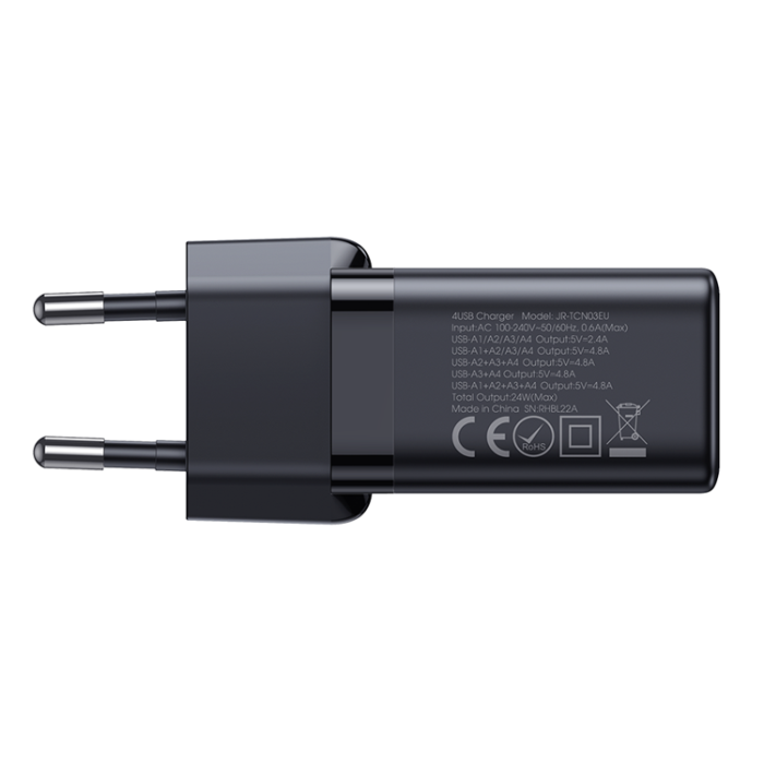 Joyroom - Joyroom Väggladdare 4xUSB-A 24W 4.8A - Svart