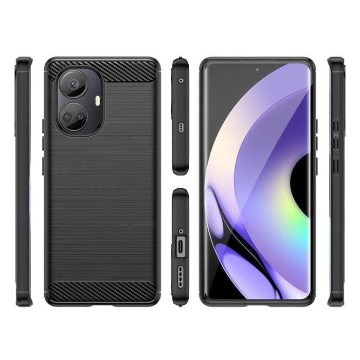 OEM - Realme 10 Pro Plus Skal Silicone Carbon - Svart