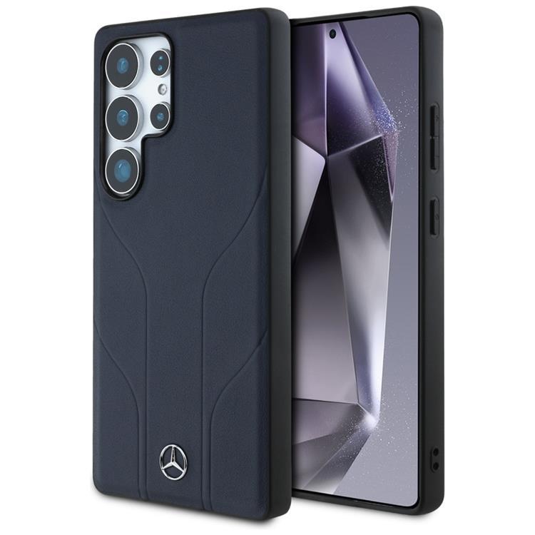 Mercedes Galaxy S25 Ultra Mobilskal MagSafe Läder Debossed Lines - Blå | 2353 | AlltMobil
