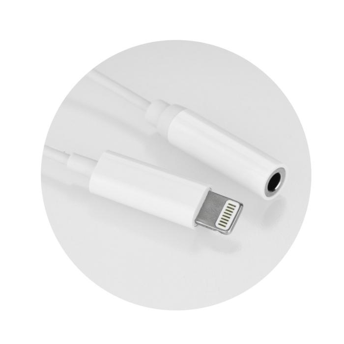 Forcell - Adapter HF/audio till Lightning Jack 3.5mm - Vit (female)