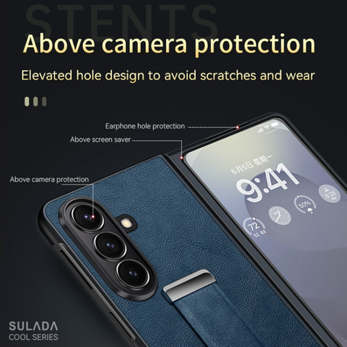SULADA - SULADA Galaxy Z Fold 7 Mobilskal Kickstand Fashion - Blå