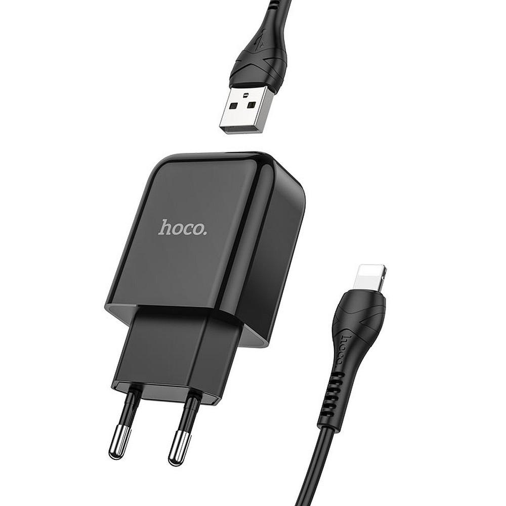 HOCO travel charger USB + kabel till Lightning 2A Svart | 3541 | AlltMobil