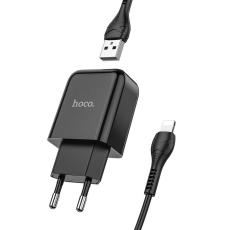 Hoco - HOCO travel charger USB + kabel till Lightning 2A Svart