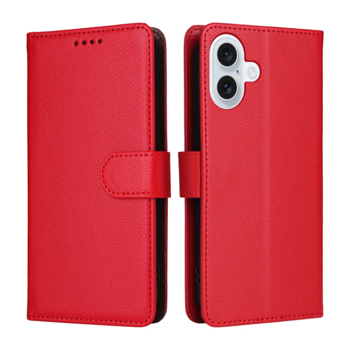 A-One Brand - iPhone 17 Plånboksfodral RFID Blocking med Handledsrem - Röd