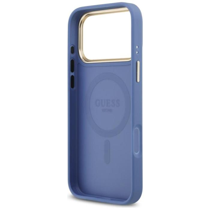 Guess - Guess iPhone 17 Pro Max Mobilskal MagSafe 4G PU Classic Logo - Blå