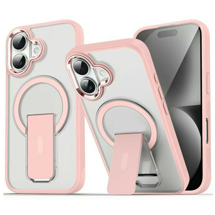 A-One Brand - iPhone 17 Mobilskal MagSafe PC+TPU med Kickstand - Rosa