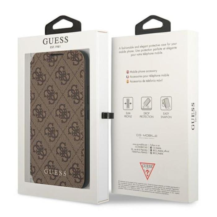 UTGATT1 - Guess 4G Metal Gold Logo Fodral Galaxy S22 Plus - Brun