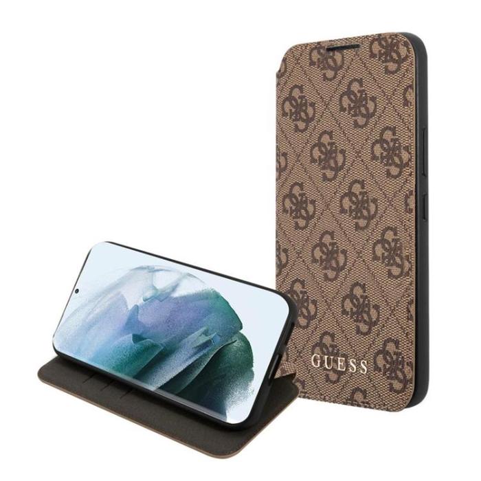 UTGATT1 - Guess 4G Metal Gold Logo Fodral Galaxy S22 Plus - Brun