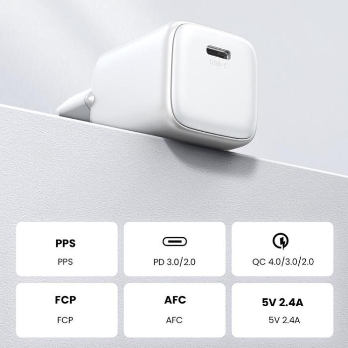 Ugreen - Ugreen GaN Väggladdare USB-C 30W Nexode Mini - Vit