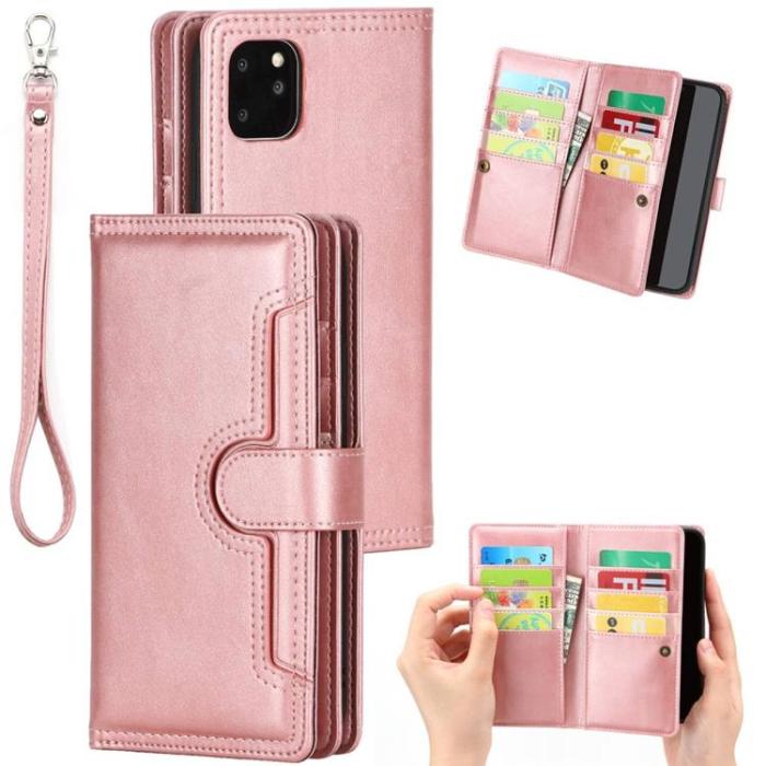OEM - iPhone 14 Pro Max Plånboksfodral Äkta Läder Flip - Rosa Guld