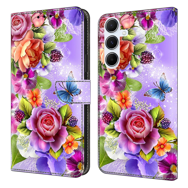 Galaxy A17/A26 Plånboksfodral Konstläder Pattern Printing (Lila/Rosa) | 2353 | AlltMobil