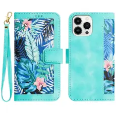OEM - iPhone 15 Pro Pl&aring;nboksfodral Flower Pattern - Gr&ouml;n