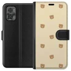 Gustaf - Pl&aring;nboksfodral till Motorola Moto E22i med Bj&ouml;rnm&ouml;nster
