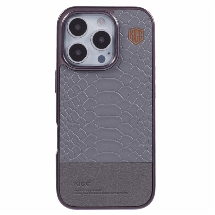 KIGC - KIGC iPhone 16 Pro Max Mobilskal MagSafe Crocodile - Grå