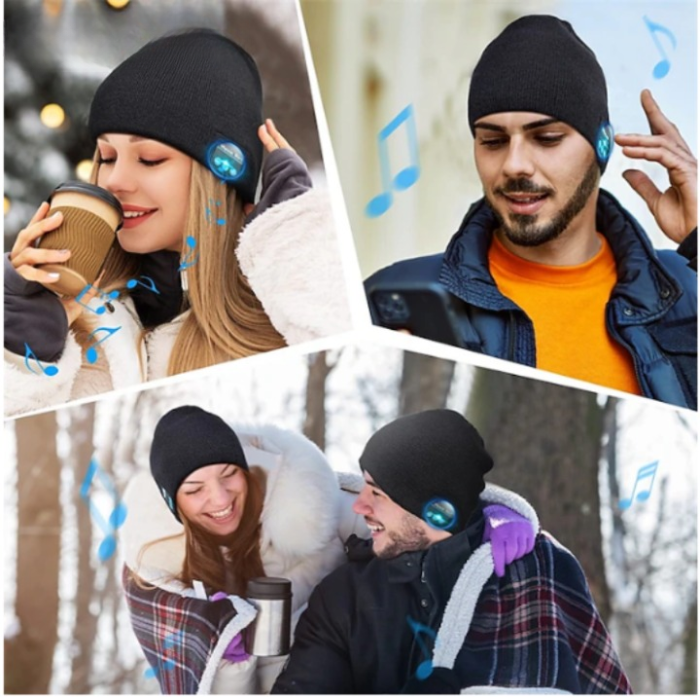 A-One Brand - Beanie Mössa med inbyggt bluetooth-headset - Svart