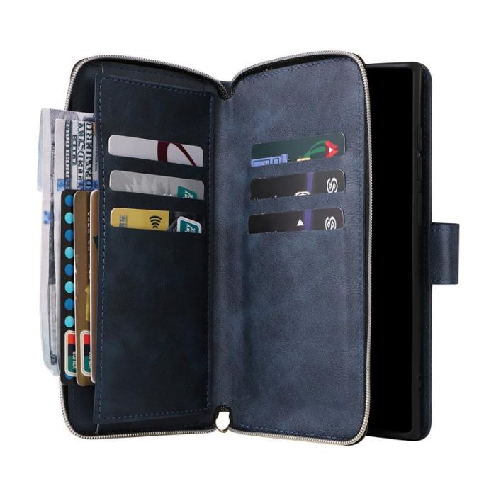 OEM - Mobilfodral för Samsung Galaxy S26 Ultra Konstläder 9 kortfack - Blå