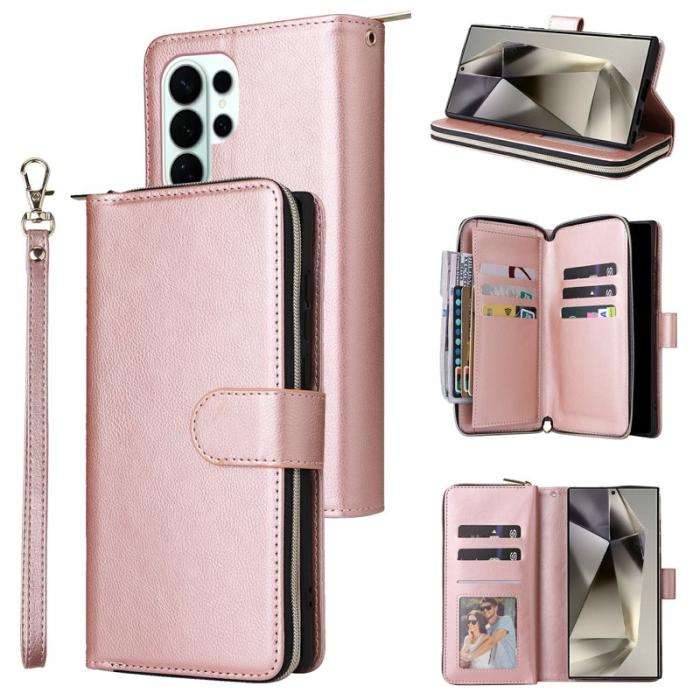 OEM - Mobilfodral för Samsung Galaxy S26 Ultra Konstläder 9 kortfack - Roséguld