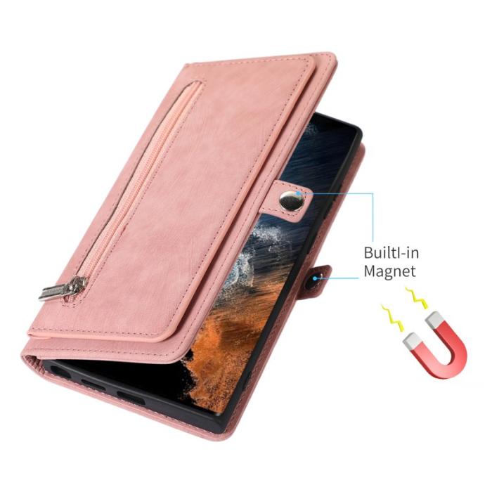 OEM - Mobilfodral för Samsung Galaxy S26 Ultra Konstläder 9 kortfack - Roséguld