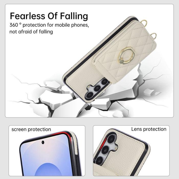 OEM - Mobilfodral för Samsung Galaxy S26 Konstläder + TPU Ringhållare - Beige