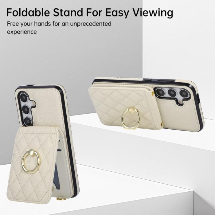 OEM - Mobilfodral för Samsung Galaxy S26 Konstläder + TPU Ringhållare - Beige