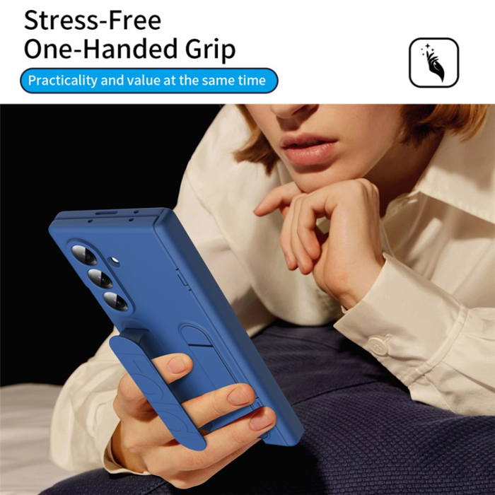A-One Brand - Mobilskal För Galaxy Z Fold 8 Kickstand med Skärmskydd - Blå