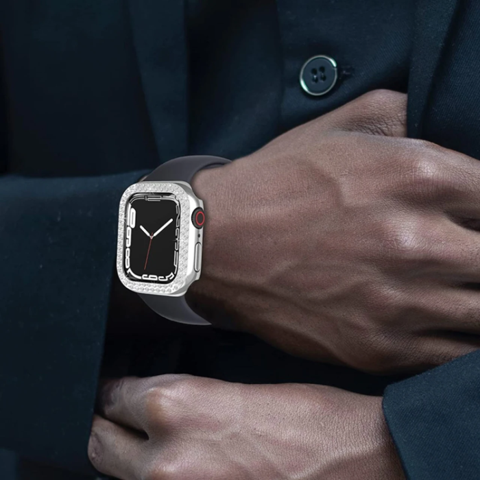 A-One Brand - Apple Watch 7/8 (45mm) Skal Rhinestone - Silver