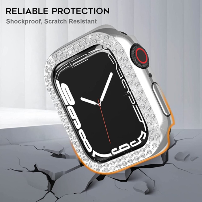 A-One Brand - Apple Watch 7/8 (45mm) Skal Rhinestone - Silver