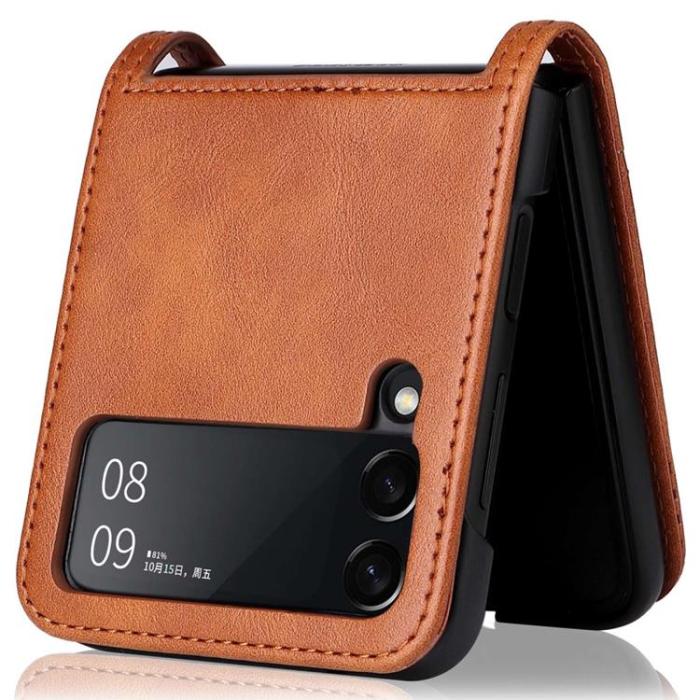 A-One Brand - Galaxy Z Flip 4 Plånboksfodral Vintage - Brun